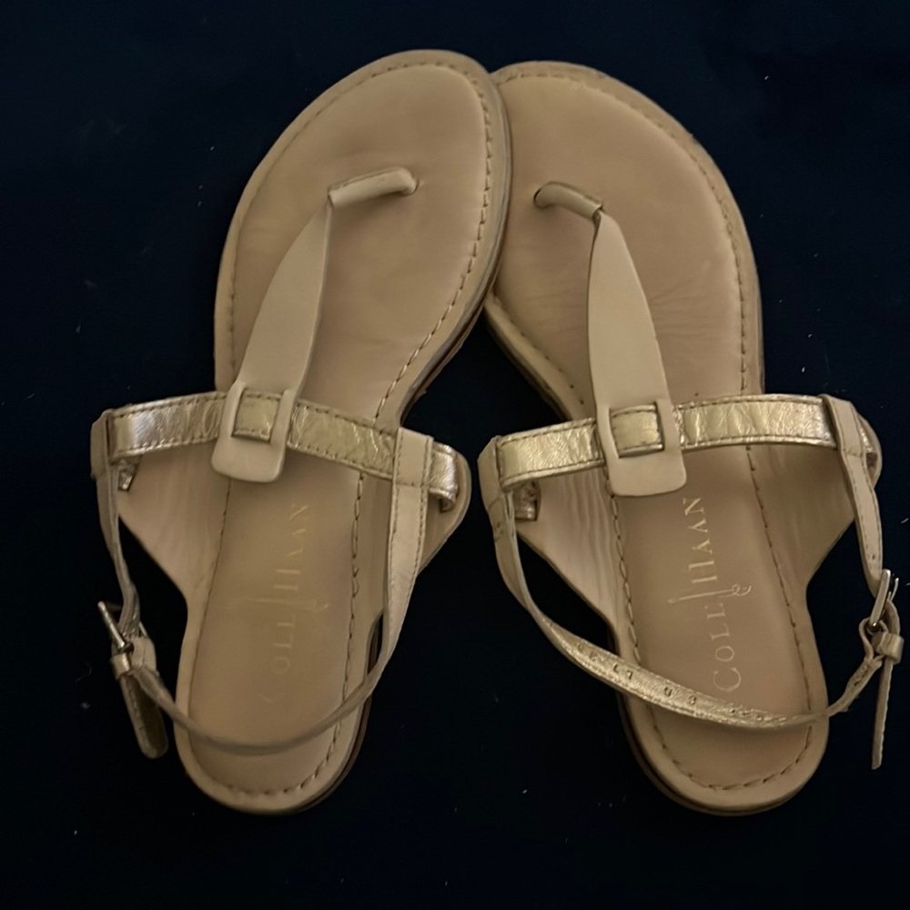 Cole Haan T-Strap Sandals with buckle.
